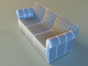 sofa leather classic red 3D Model
