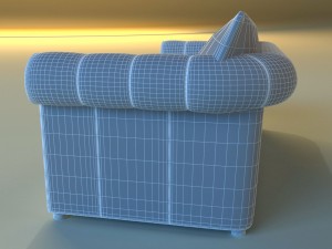 sofa leather classic red 3D Model