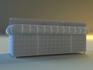 sofa leather classic red 3D Model