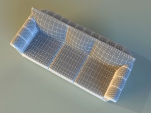 sofa leather classic red 3D Model