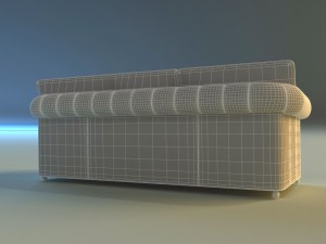 sofa leather classic red 3D Model