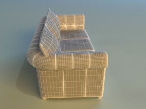 sofa leather classic red 3D Model