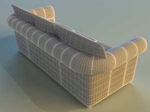 sofa leather classic red 3D Model