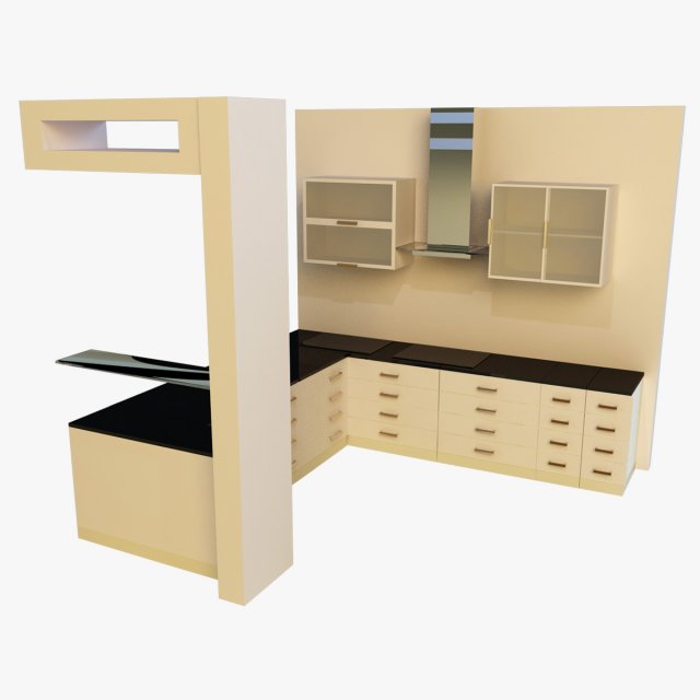 kitchen 9 3D Model .c4d .max .obj .3ds .fbx .stl .blend 