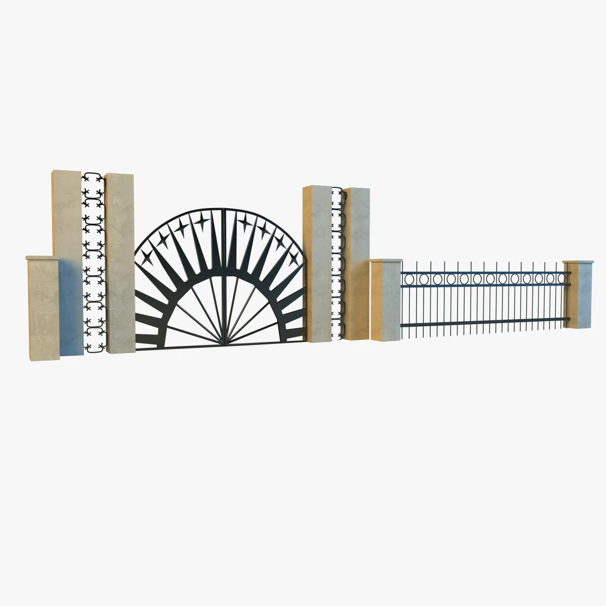 forged railing 2 3D Model .c4d .max .obj .3ds .fbx .stl .blend