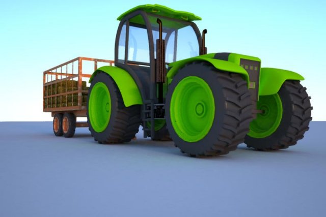 tractor and trailer 3D Модель .c4d .max .obj .3ds .fbx .stl .blend 