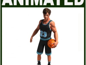 animated basketball player white Modello 3D
