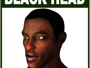 low poly black male head Modèle 3D
