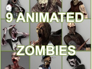 low poly zombies animated 3D 모델