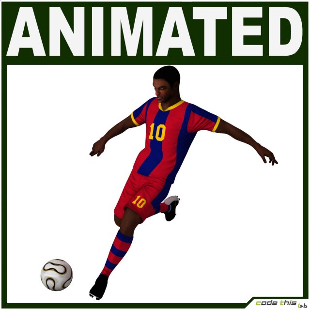 black soccer player hipoly Modelo 3D .c4d .max .obj .3ds .fbx .stl .blend 