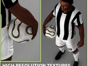 black soccer player hipoly Modelo 3D