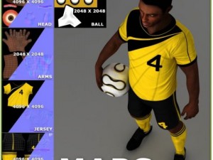 black soccer player hipoly Modelo 3D