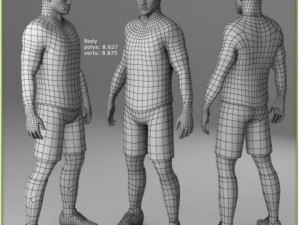 black soccer player hipoly Modelo 3D
