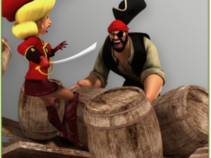package male and female pirates rigged Modello 3D