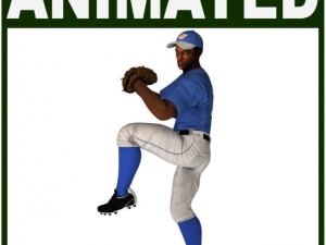 black baseball player hipoly pitcher Modelo 3D