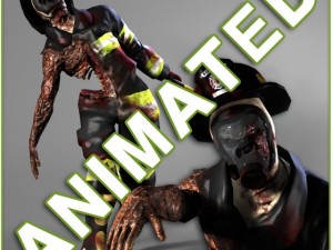 low poly zombie fireman 3D Model