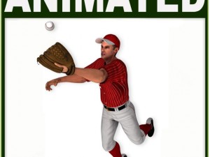 white baseball player hipoly outfielder 3D Model
