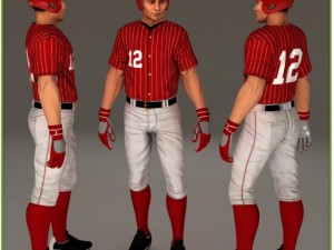 asian baseball player cg batter Modèle 3D