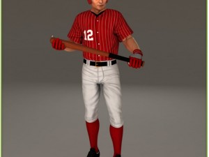 asian baseball player cg batter Modèle 3D