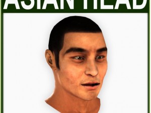 low poly asian male head Modello 3D