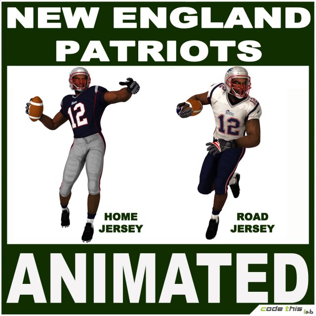 patriots black american football player cg 3D Model .c4d .max .obj .3ds .fbx .stl .blend 