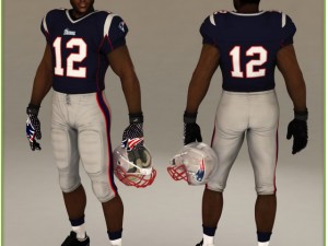 patriots black american football player cg 3D Model