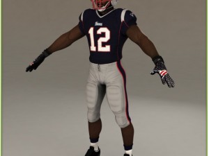 patriots black american football player cg 3D Model