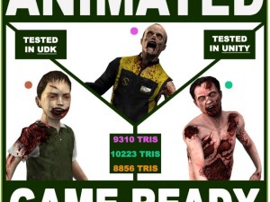 three modern zombies for videogames 3D Model