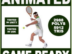 white tennis player for videogames 5912 tris Modelo 3D
