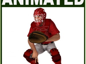 white baseball player hipoly catcher Modèle 3D