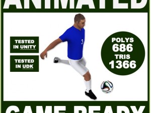 white soccer player 1366tris Modèle 3D