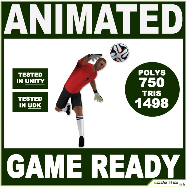 white soccer goalkeeper player 1498tris Modèle 3D .c4d .max .obj .3ds .fbx .stl .blend 