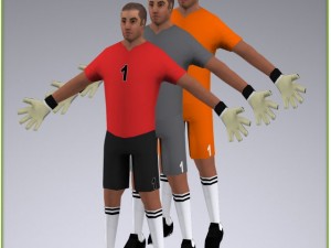 white soccer goalkeeper player 1498tris Modèle 3D