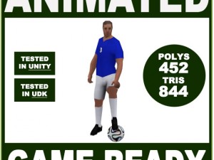 white soccer player 844tris Modèle 3D