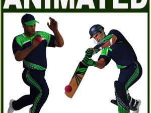 cricket batter and bowler cg Modèle 3D