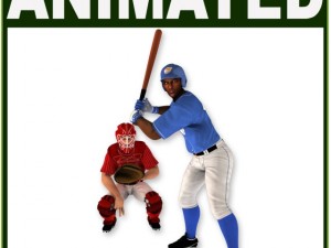 two baseball player white catcher and black batter Modèle 3D