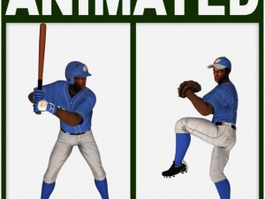 black baseball players batter and pitcher Modèle 3D