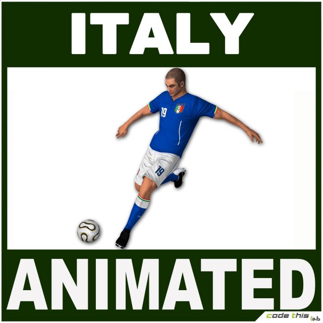 soccer player italy cg 3Dモデル .c4d .max .obj .3ds .fbx .stl .blend 