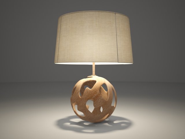 modern lamp with tribal wooden base 3D Модель .c4d .max .obj .3ds .fbx .stl .blend