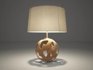 lumin&aacute;ria moderna com base de madeira tribal Modelo 3D