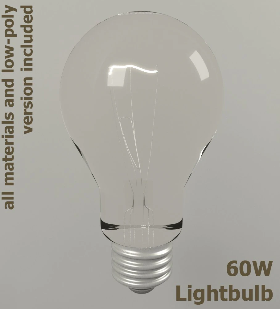 60w bulb 3D Model .c4d .max .obj .3ds .fbx .stl .blend
