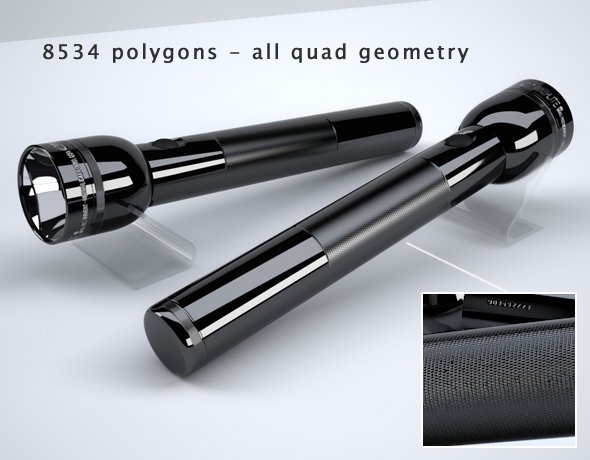 realistic flashlight model texture ad material 3D मॉडल .c4d .max .obj .3ds .fbx .stl .blend 