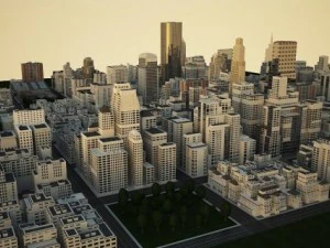 現実的な大きな都市 3Dモデル