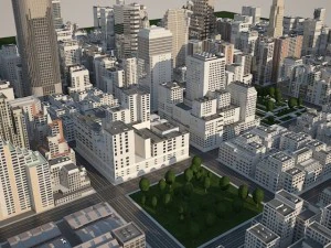 現実的な大きな都市 3Dモデル