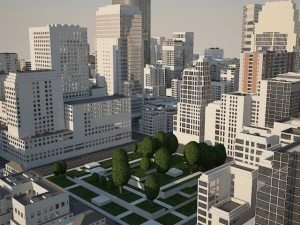 現実的な大きな都市 3Dモデル