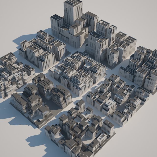 city buildings set Modèle 3D .c4d .max .obj .3ds .fbx .stl .blend 