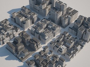 city buildings set Model 3D