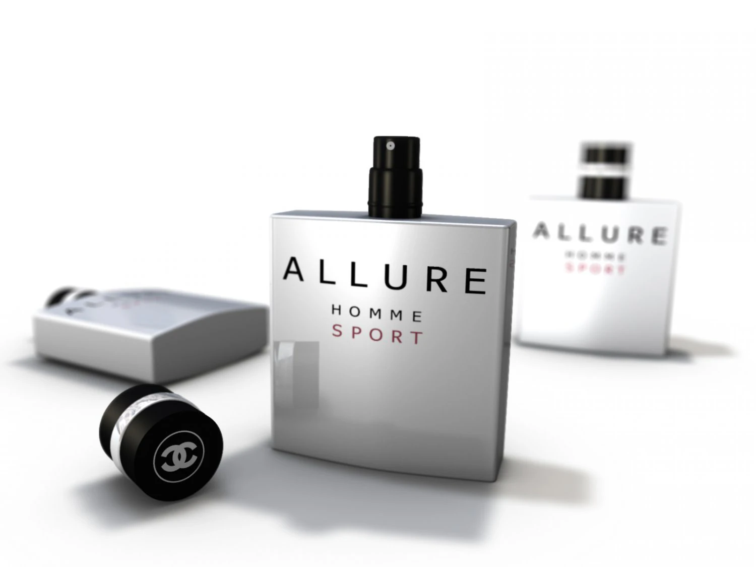 bottle of perfume allure chanel 3D Model .c4d .max .obj .3ds .fbx .stl .blend 