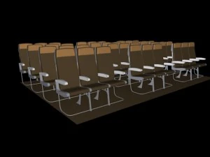 12 komplet&oacute;w siedzeń klasy ekonomicznej 3x3x3skp Model 3D