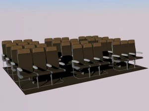12 set of economy class seat seats  3x3x3skp 3D Model